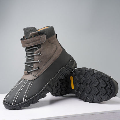 Winter Fleece Lace-up Snow Boots For Men Women Waterproof And Anti-slip
