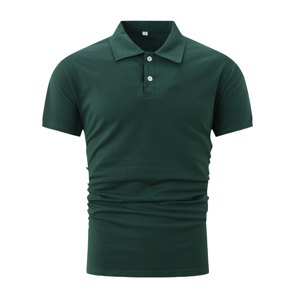 Polo d'été à manches courtes pour homme, couleur unie, boutonné, revers