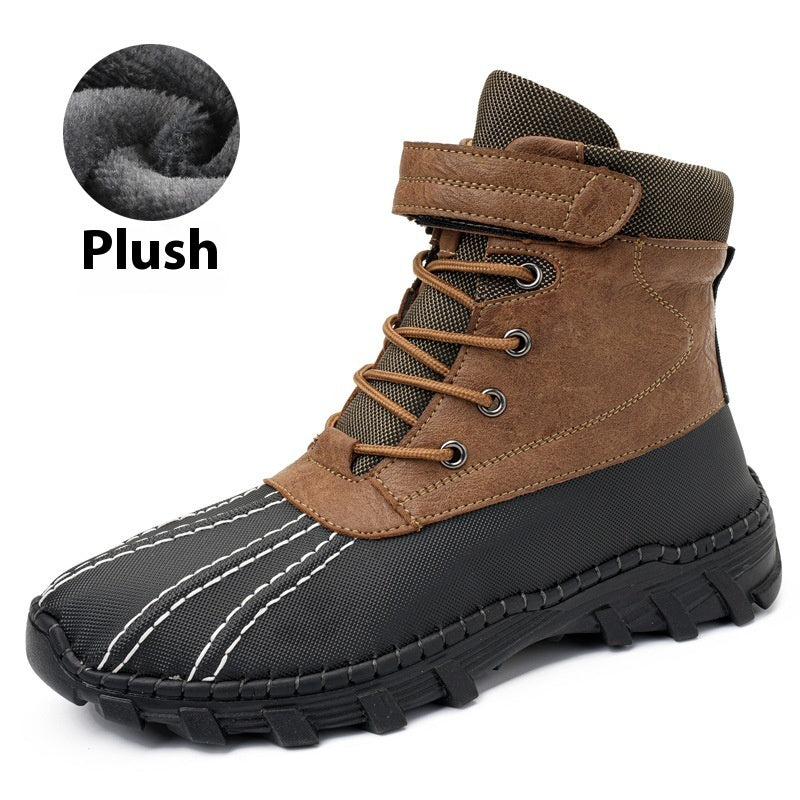 Winter Fleece Lace-up Snow Boots For Men Women Waterproof And Anti-slip