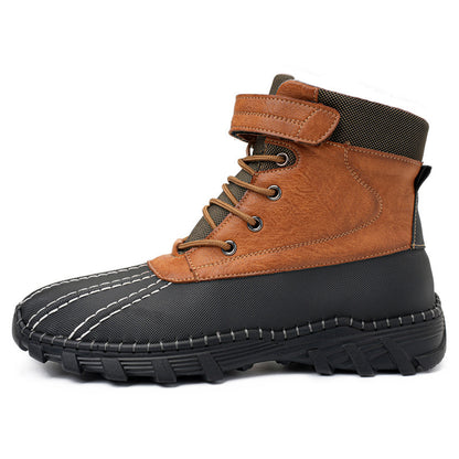 Winter Fleece Lace-up Snow Boots For Men Women Waterproof And Anti-slip