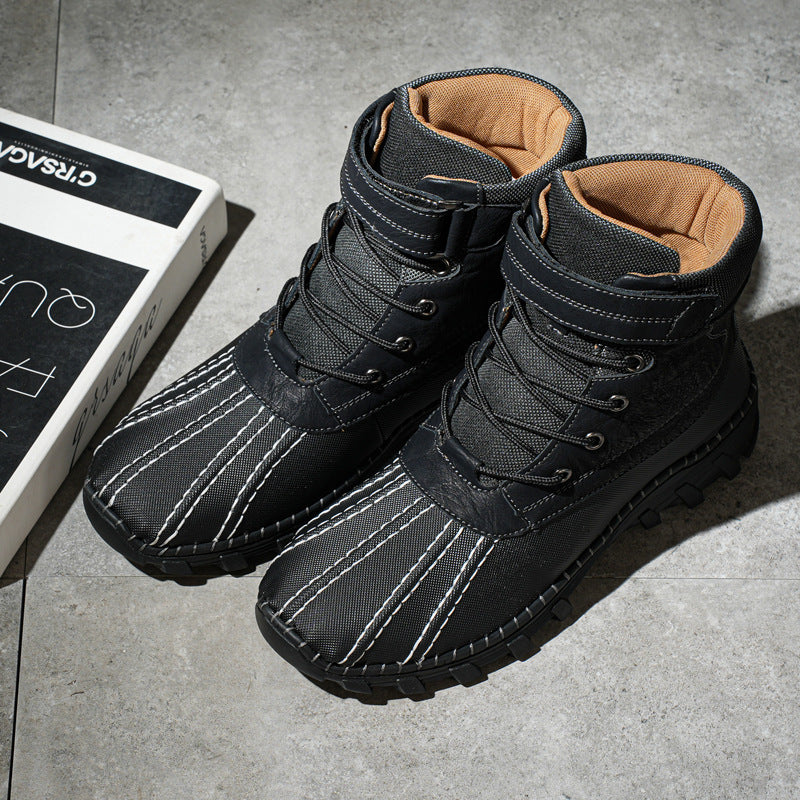 Winter Fleece Lace-up Snow Boots For Men Women Waterproof And Anti-slip