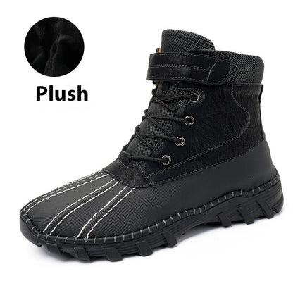 Winter Fleece Lace-up Snow Boots For Men Women Waterproof And Anti-slip