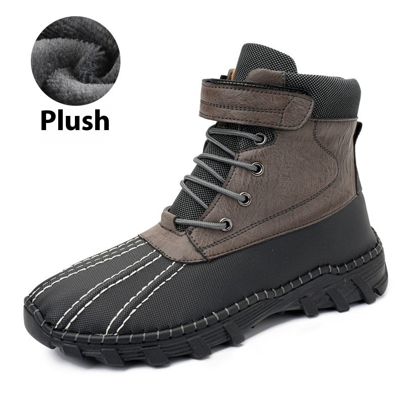 Winter Fleece Lace-up Snow Boots For Men Women Waterproof And Anti-slip
