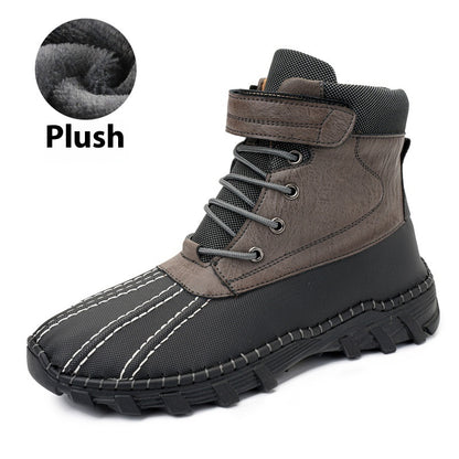 Winter Fleece Lace-up Snow Boots For Men Women Waterproof And Anti-slip