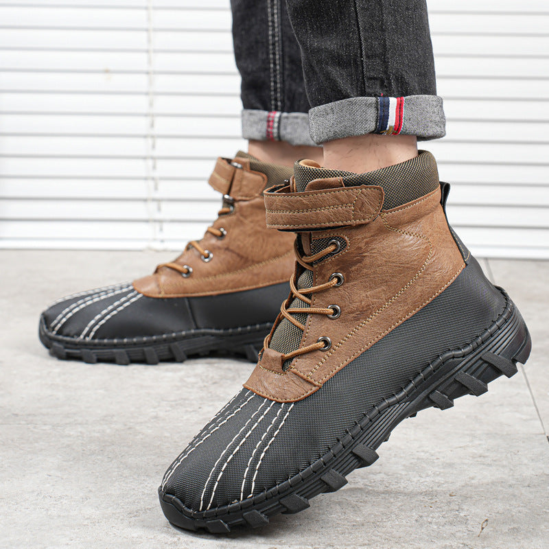 Winter Fleece Lace-up Snow Boots For Men Women Waterproof And Anti-slip